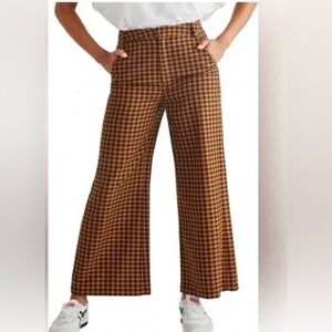 Free People Checkered wide leg pants trousers